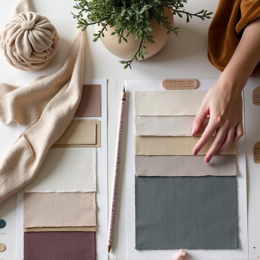 Moodboard di tessuti per una consulenza di interior design.